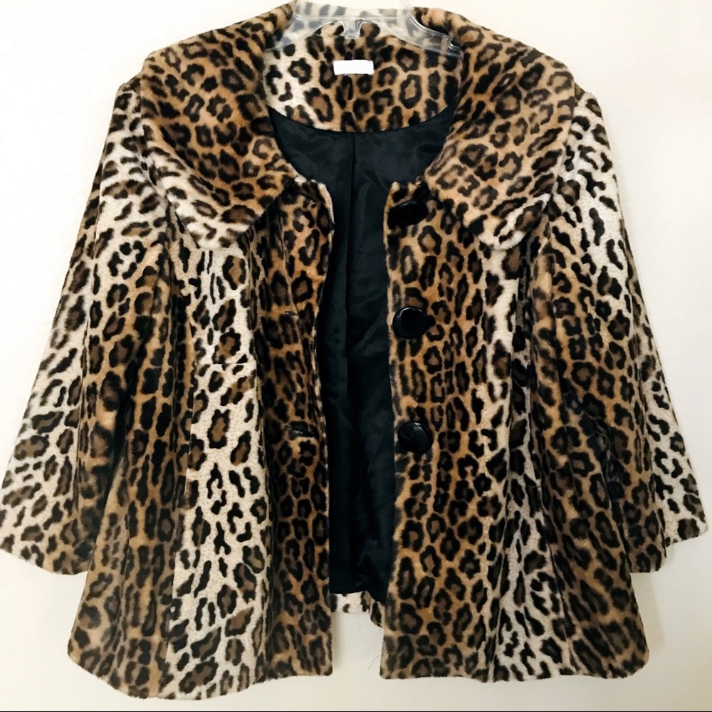 Chico's Leopard Print Faux Fur Coat